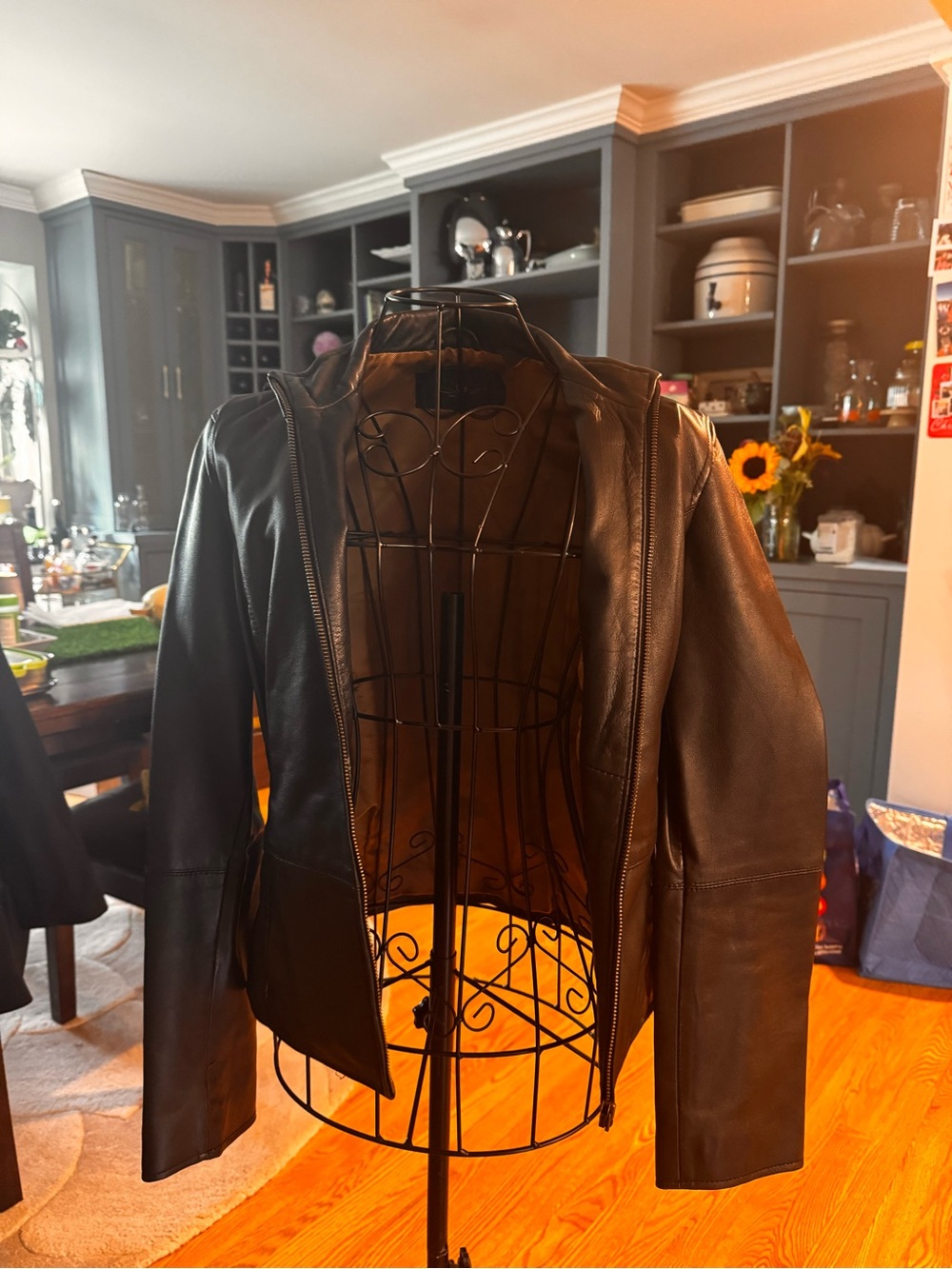 Nicole Miller Black Leather Zip Jacket